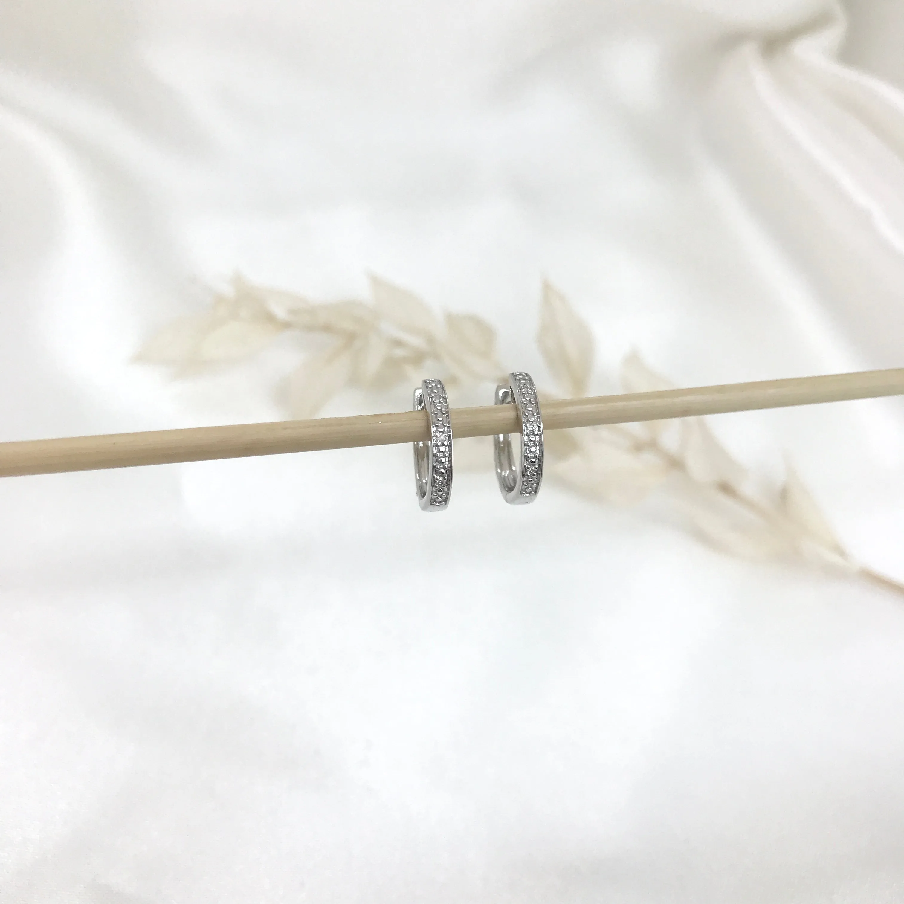 10K Diamond Huggie Earrings