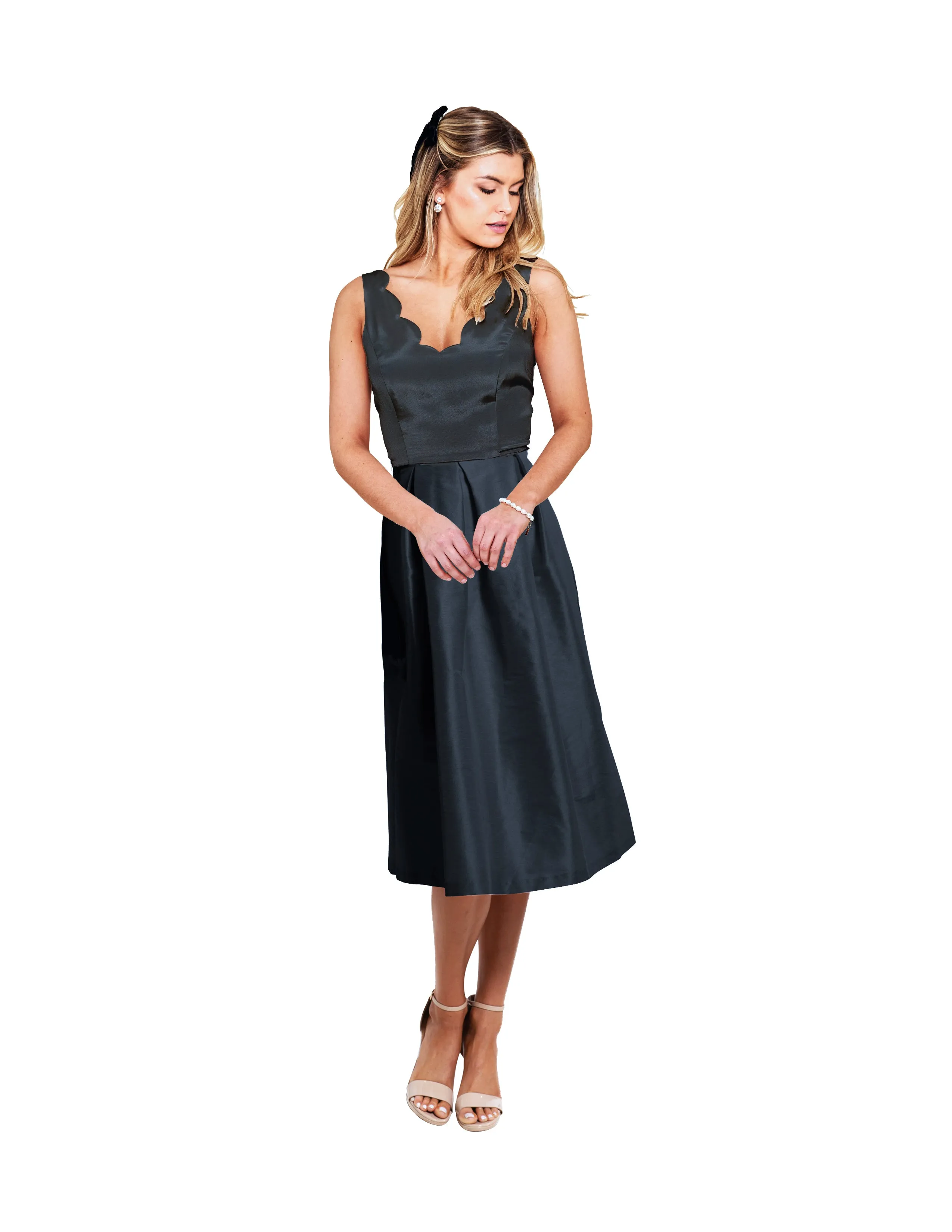 Audrey Bodice with Dahlia Skirt Midi in Shantung