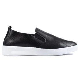 Black openwork slip-on shoes