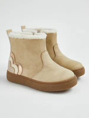 Camel Glitter Heart Fleece Lined Boots | Kids | George at ASDA