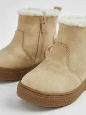 Camel Glitter Heart Fleece Lined Boots | Kids | George at ASDA