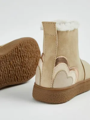 Camel Glitter Heart Fleece Lined Boots | Kids | George at ASDA