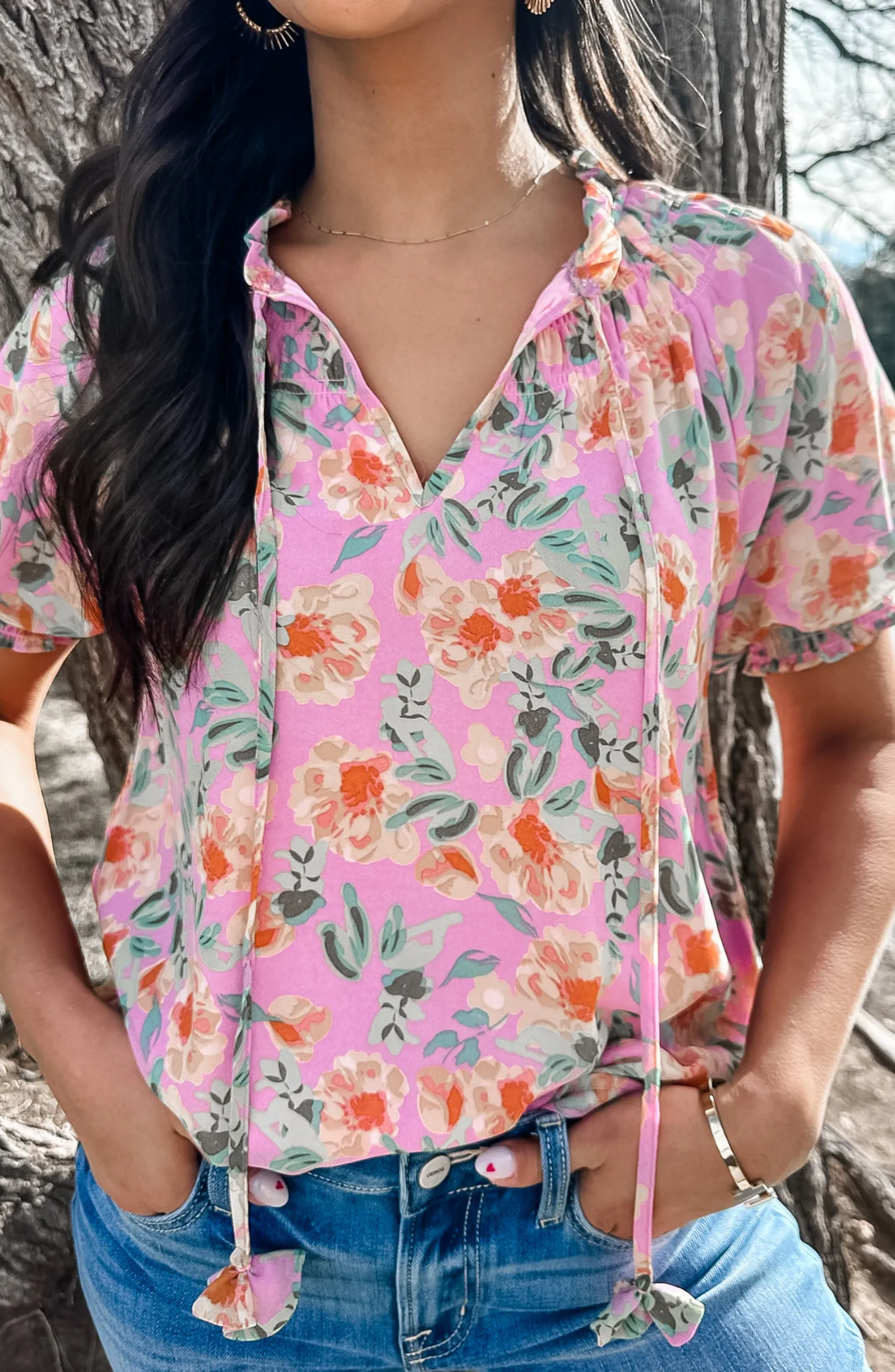 Comfortable with You Pink Floral Top