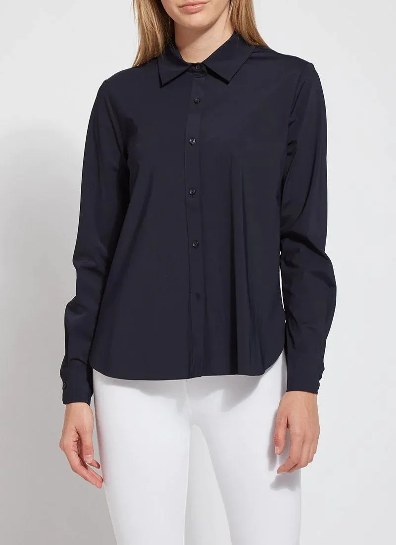 Connie Slim Button Down in Navy