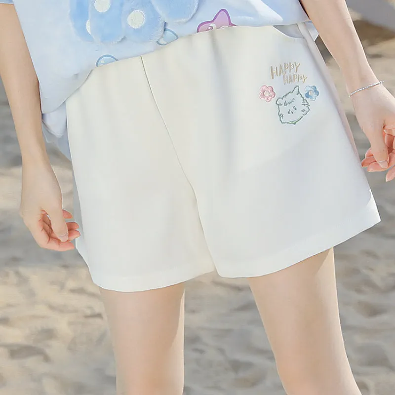 Cute Spring White Bear Shorts MK19174