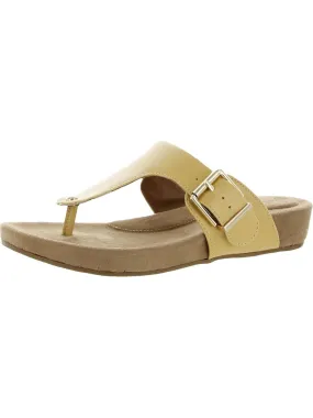 GIANI BERNINI Womens Yellow Croc 1/2 Platform Buckle Accent Adjustable Rivver Round Toe Wedge Slip On Thong Sandals Shoes M