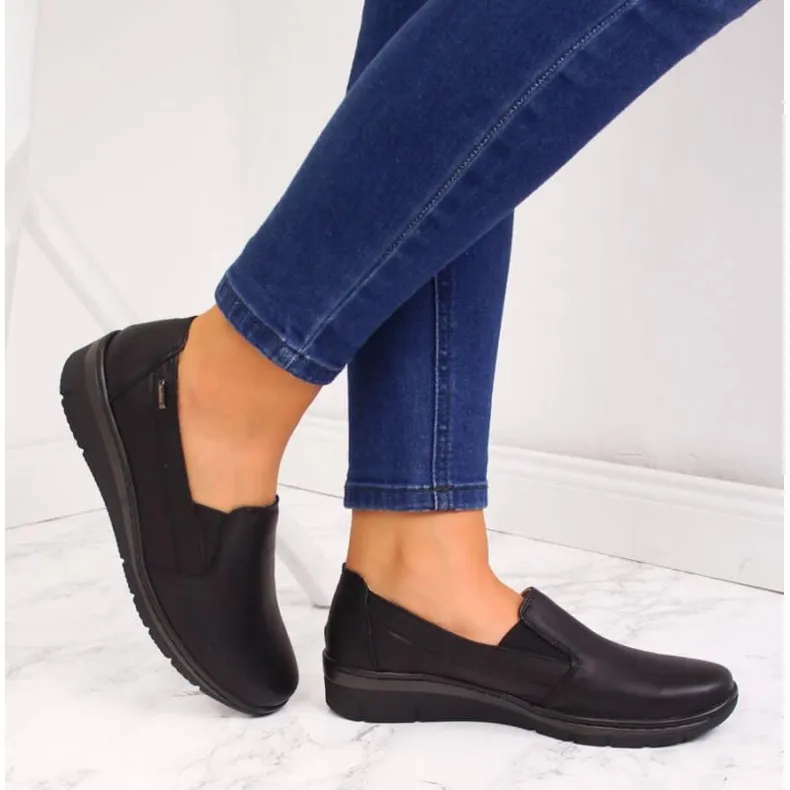 Helios Leather, slip-on shoes black