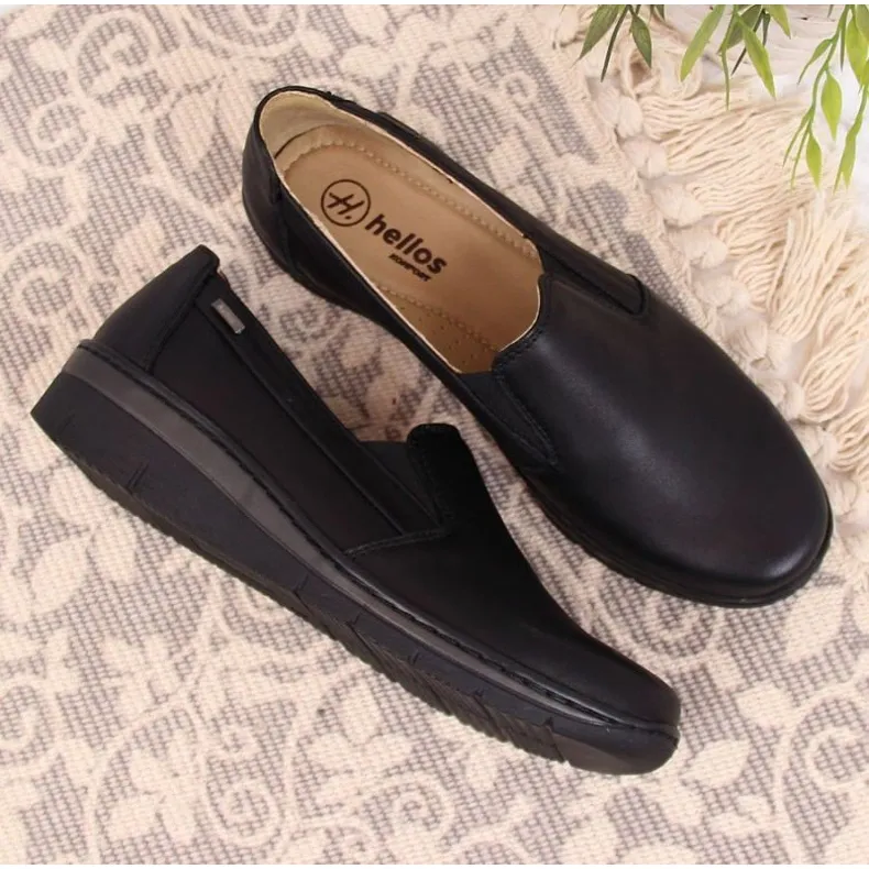 Helios Leather, slip-on shoes black