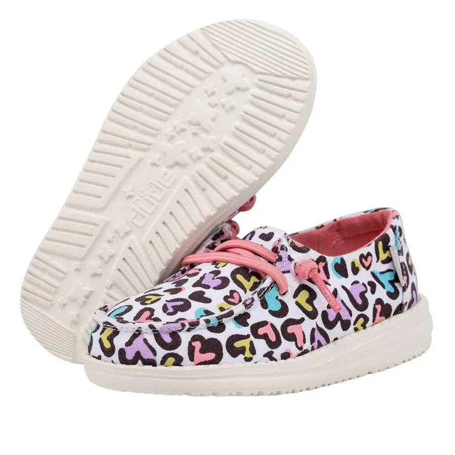 Hey Dude Girls Wendy Toddler Slip On Shoes- White Leopard