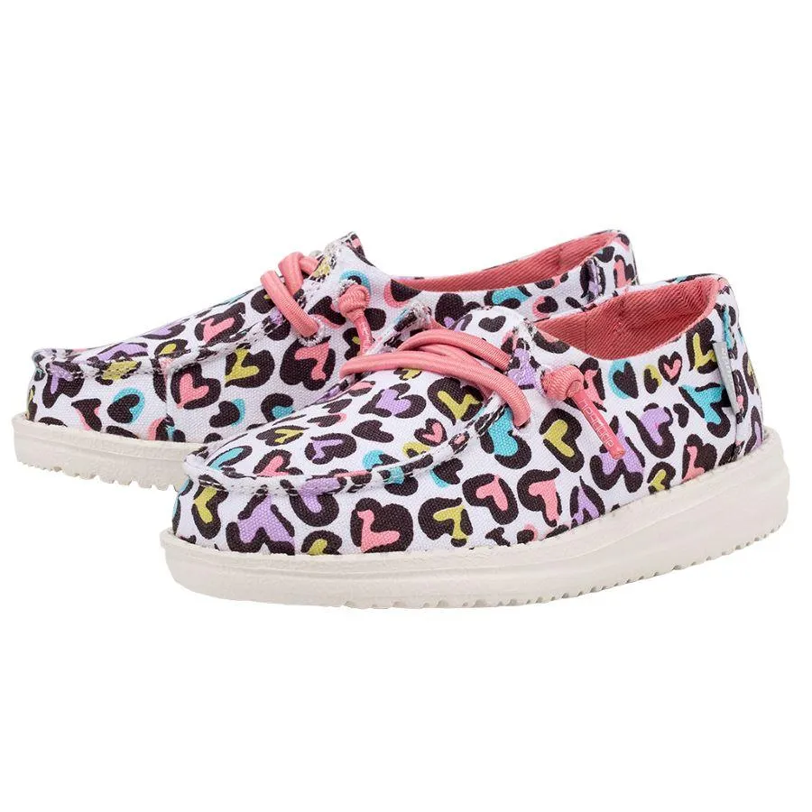 Hey Dude Girls Wendy Toddler Slip On Shoes- White Leopard