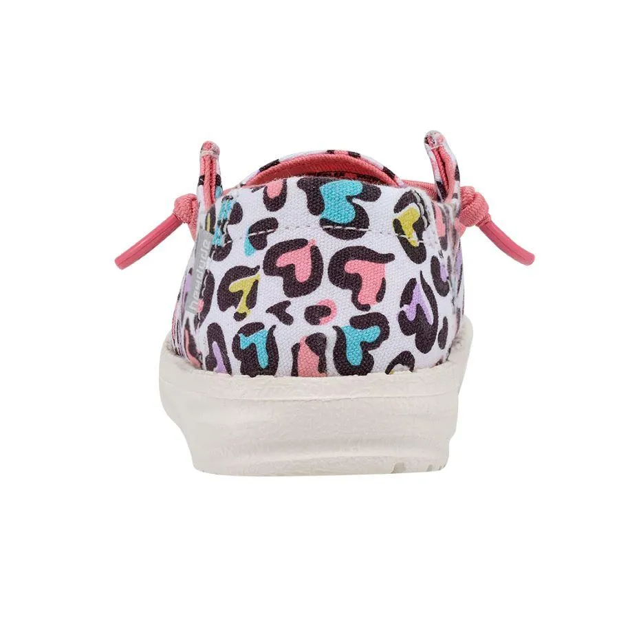 Hey Dude Girls Wendy Toddler Slip On Shoes- White Leopard