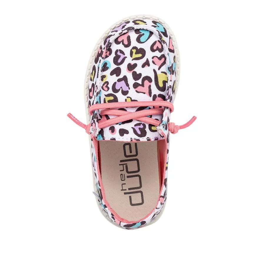 Hey Dude Girls Wendy Toddler Slip On Shoes- White Leopard