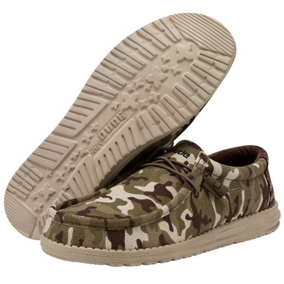 Hey Dude Mens Wally Slip On Shoes- Camo Flag