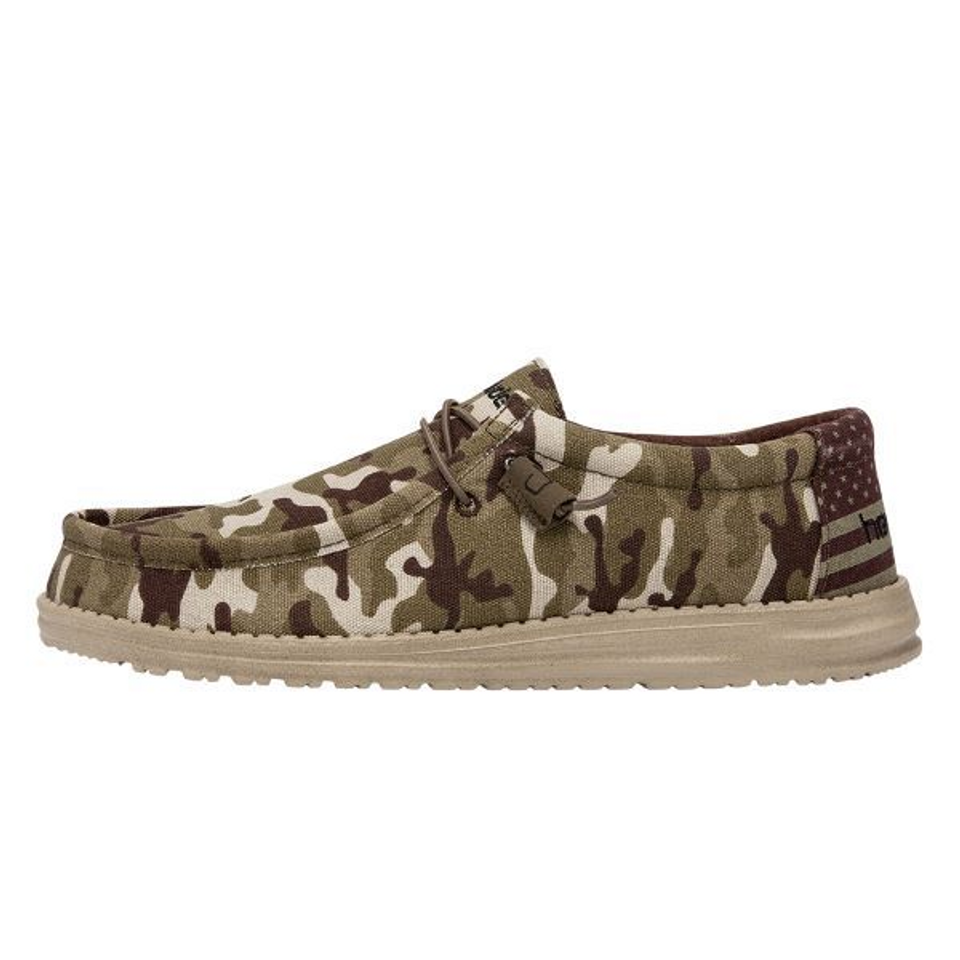 Hey Dude Mens Wally Slip On Shoes- Camo Flag