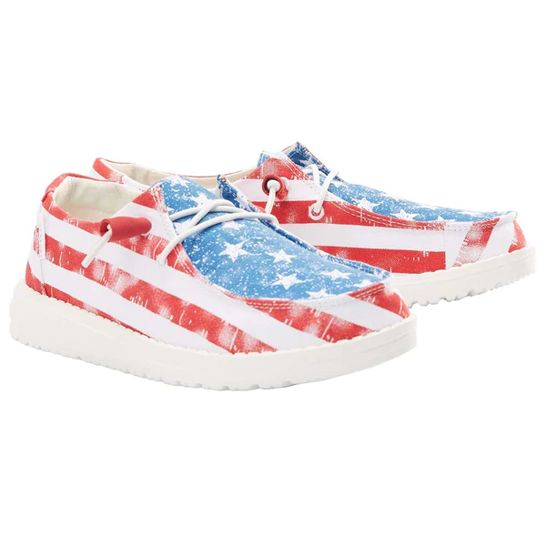 Hey Dude Womens Wendy Slip On Shoes- Star Spangled