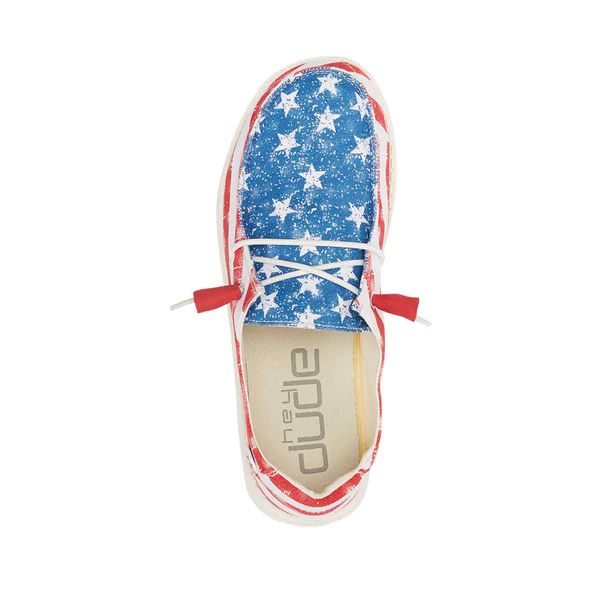 Hey Dude Womens Wendy Slip On Shoes- Star Spangled