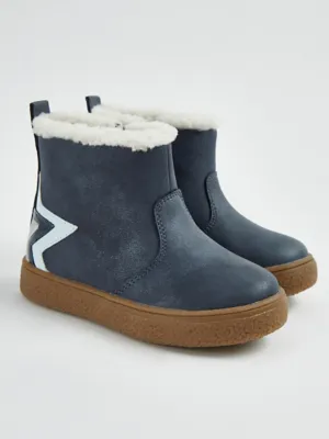 Navy Glitter Star Fleece Lined Boots | Kids | George at ASDA