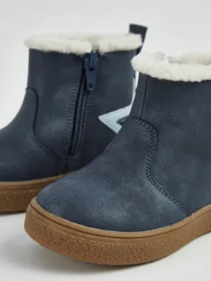 Navy Glitter Star Fleece Lined Boots | Kids | George at ASDA