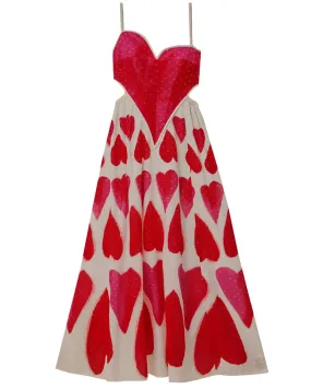 Off White Painted Hearts Maxi Dress