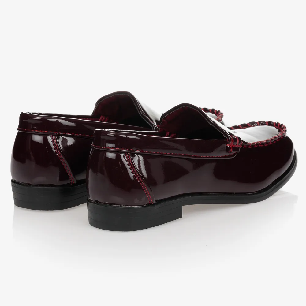 Patent Burgundy Slip-On Shoes