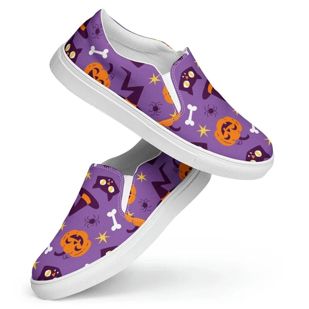 Purple Halloween Pattern Slip On Shoes