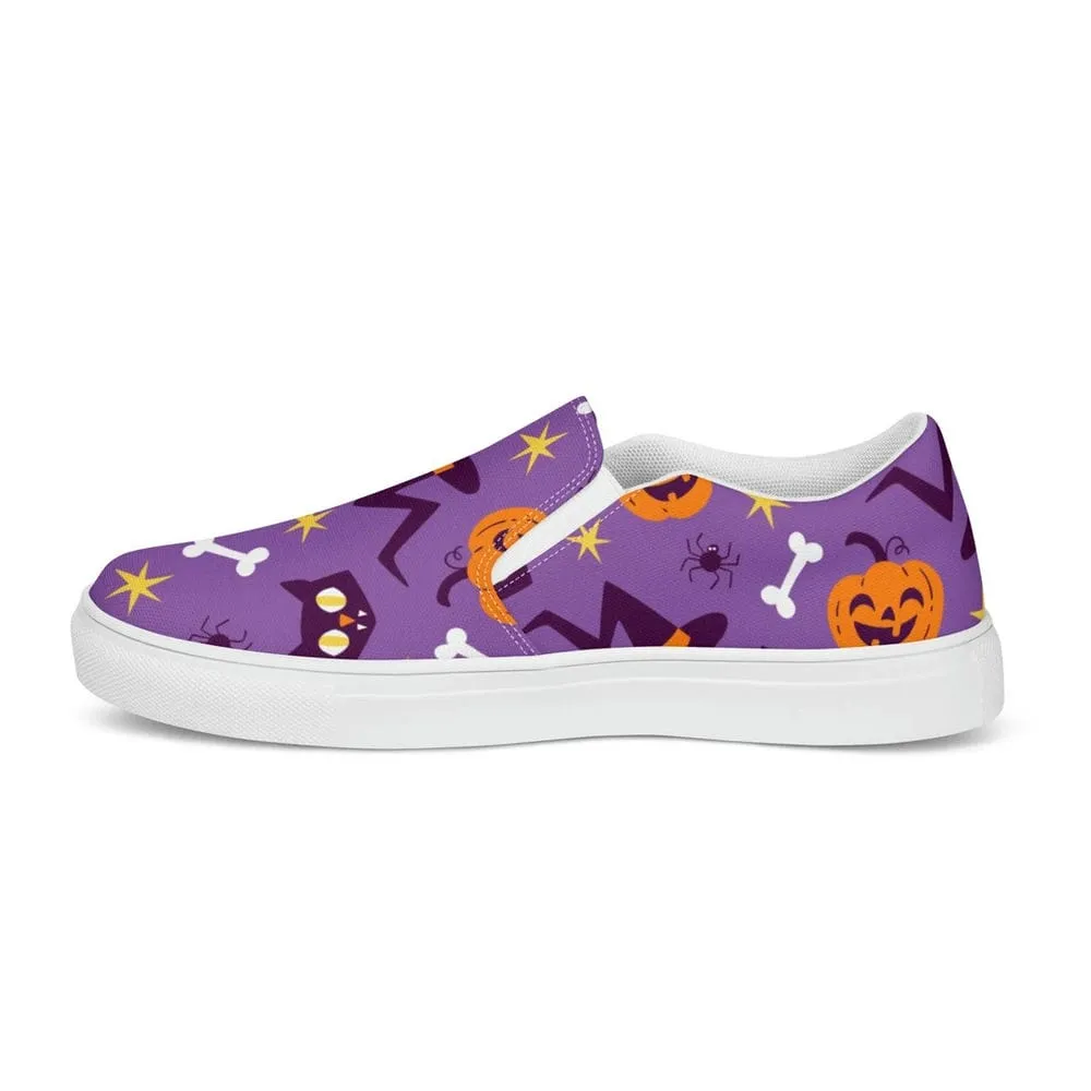 Purple Halloween Pattern Slip On Shoes