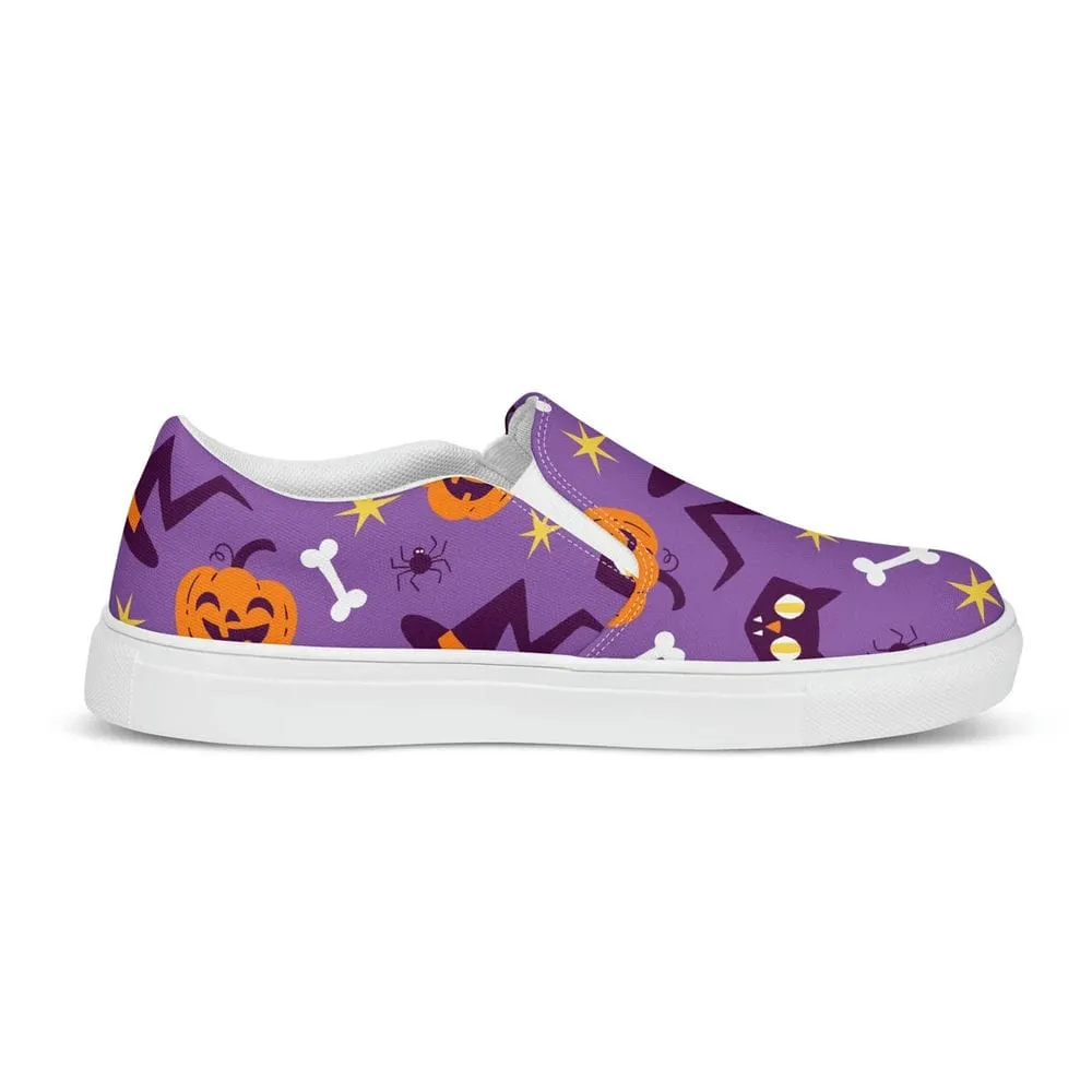 Purple Halloween Pattern Slip On Shoes