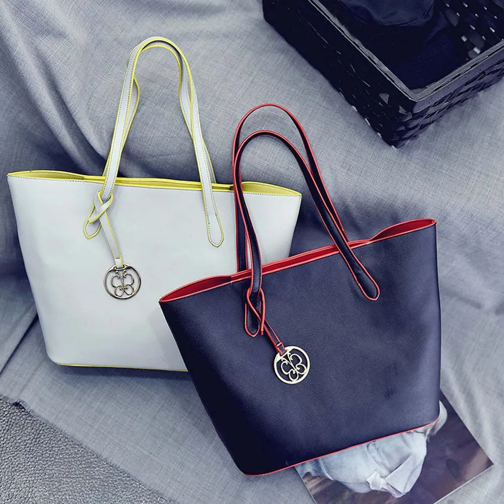 Simple Casual Women Shoulder Bags Butterfly Pendant PU Leather Large Tote Bags Ladies Hbag Large Capacity sac femme