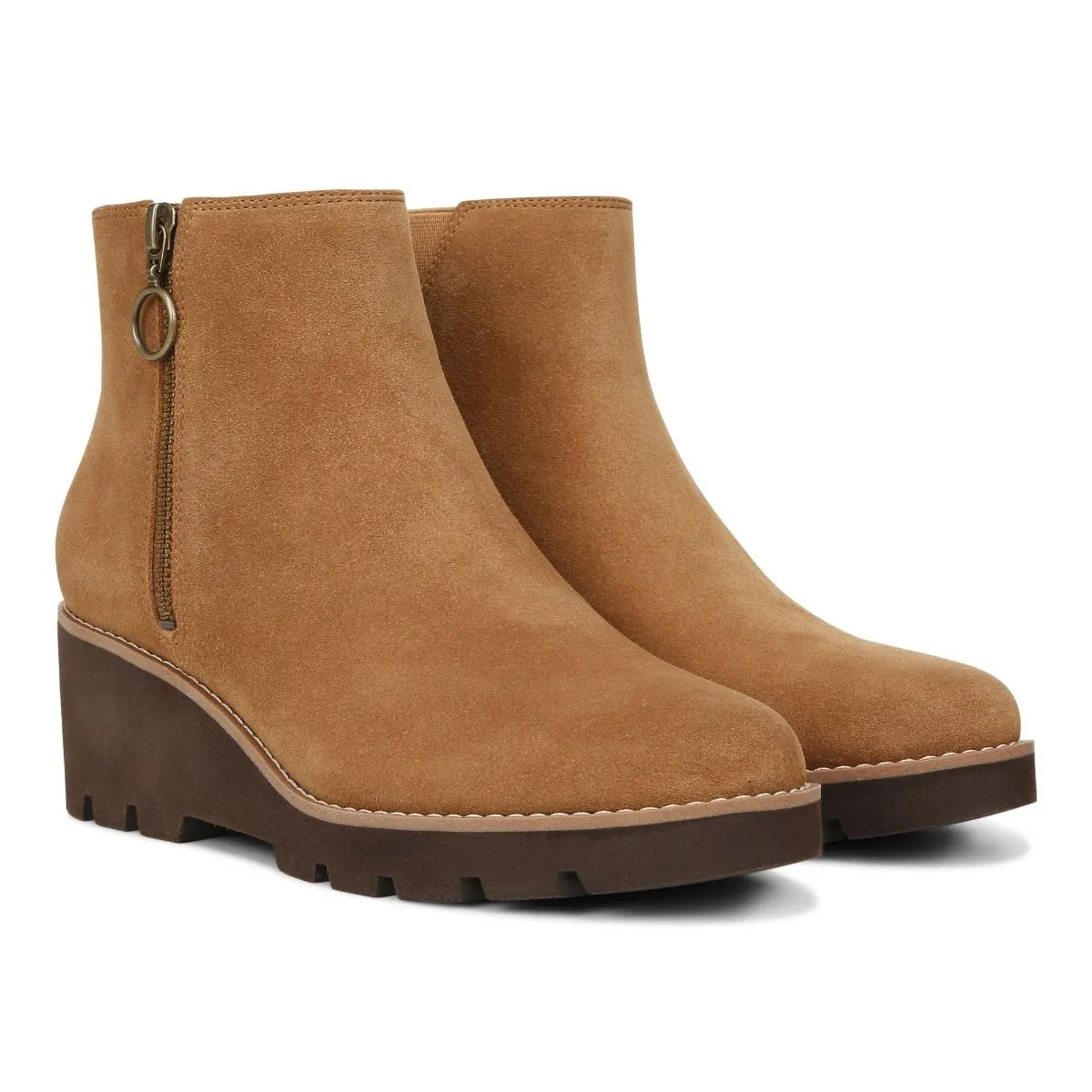 Vionic WOmen’s Hazel Ankle Boots-Cognac Suede