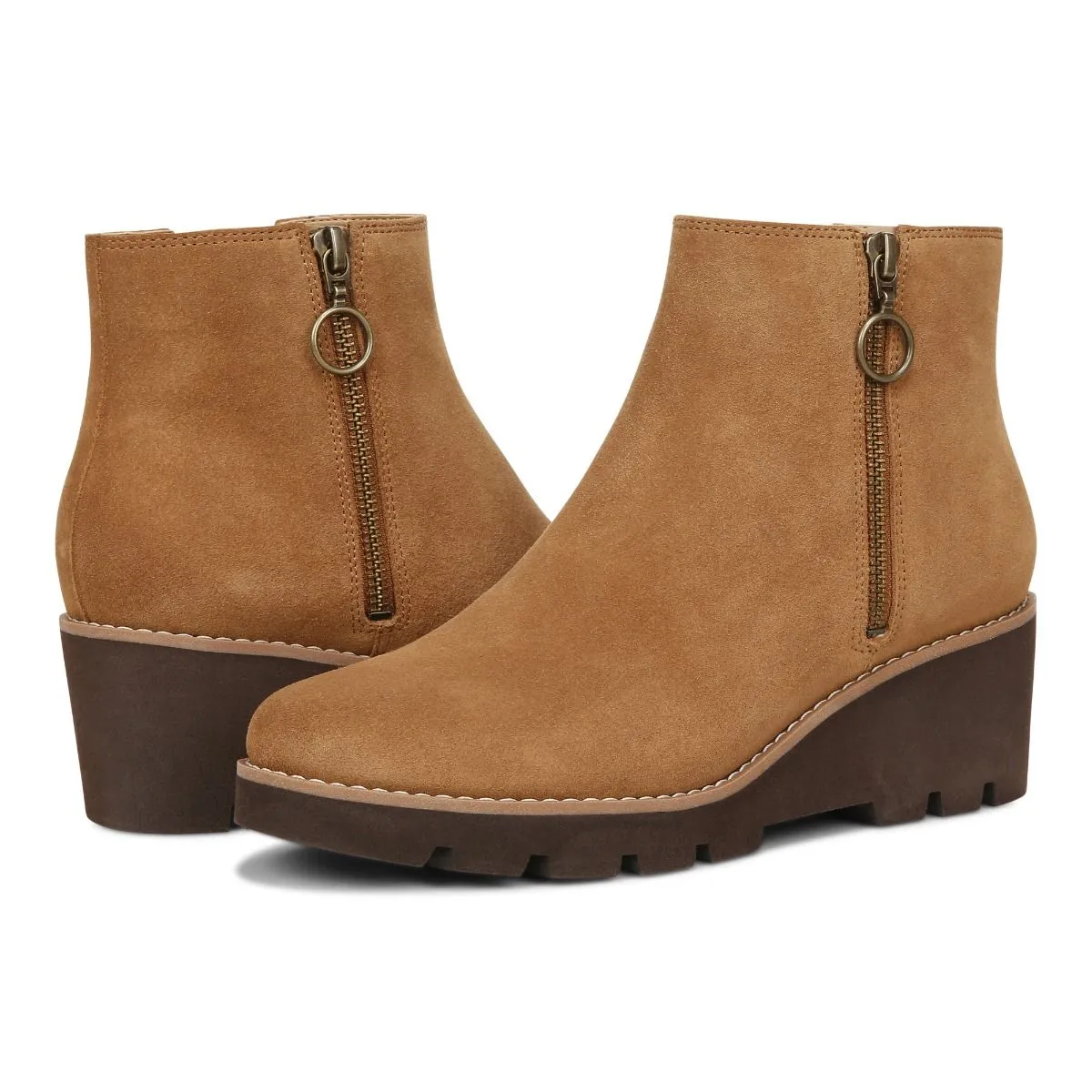 Vionic WOmen’s Hazel Ankle Boots-Cognac Suede