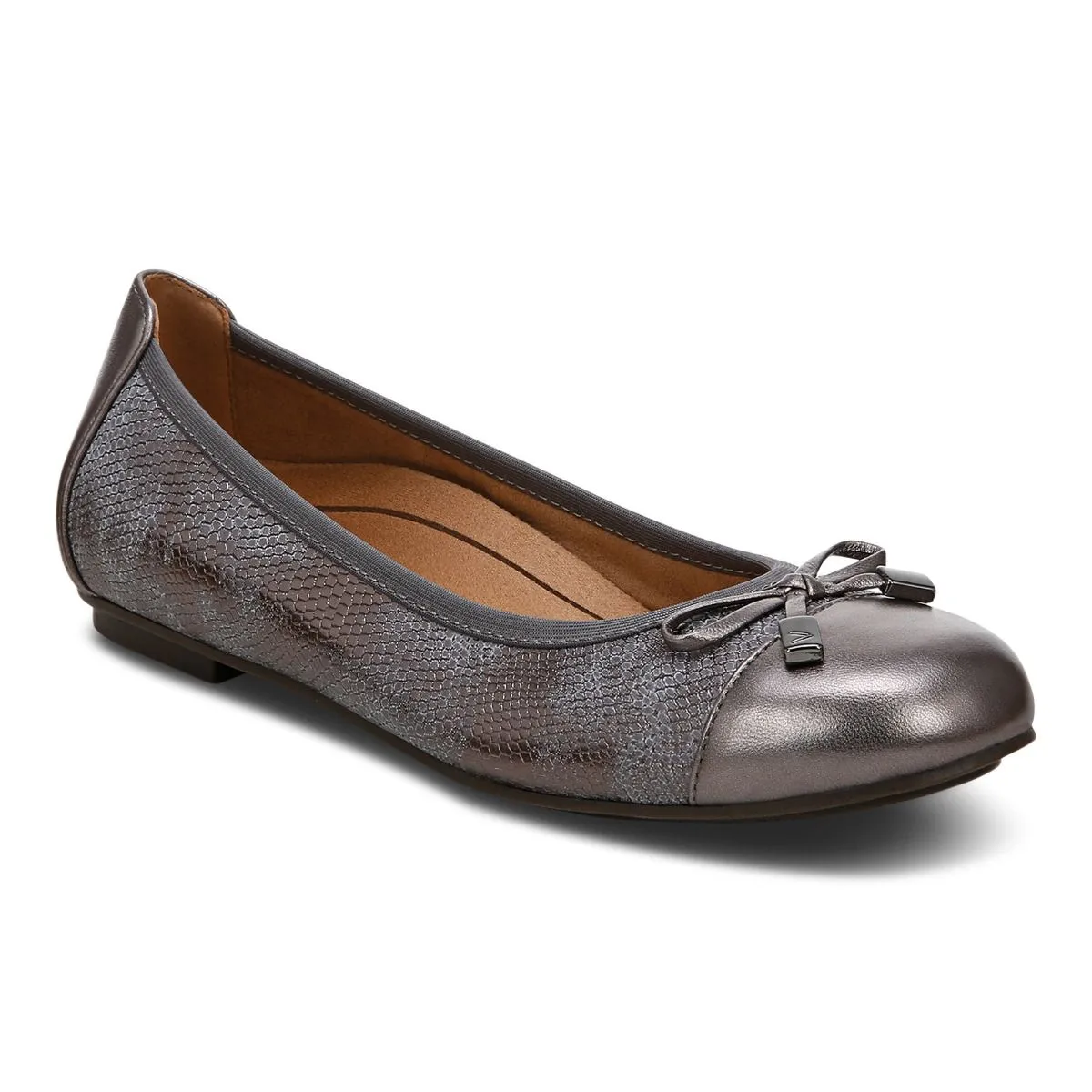 Voinic Womens Minna Ballet Flat Slip On Shoes- Pewter