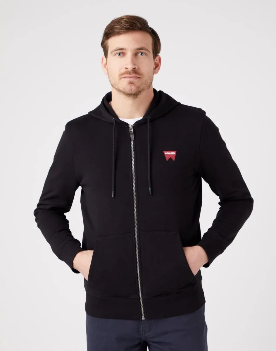 Wrangler Logo Zip Up Hooded Sweatshirts Black